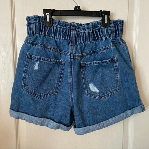 NWOT Forever 21 Paper bag High-Waisted Denim Jean Shorts - Picture 9 of 10